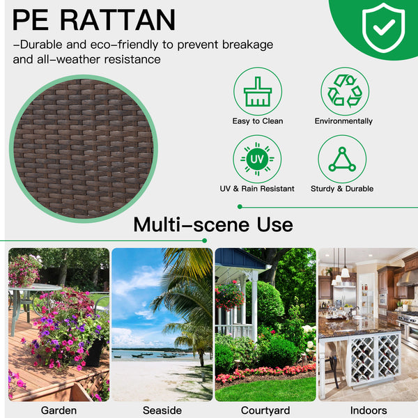 AVAWING Wicker Bar Height Chairs Set of 4, Patio Rattan Bar Stools Counter Height with Cushion