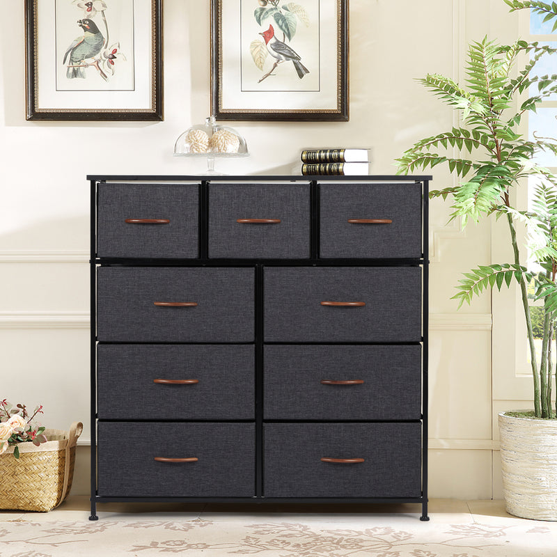 AVAWING Dresser with 9 Drawers, Dresser for Bedroom with Drawers, Vertical Storage Tower, Fabric Dresser Tower for Closets,Bedroom, Hallway- Sturdy Steel Frame