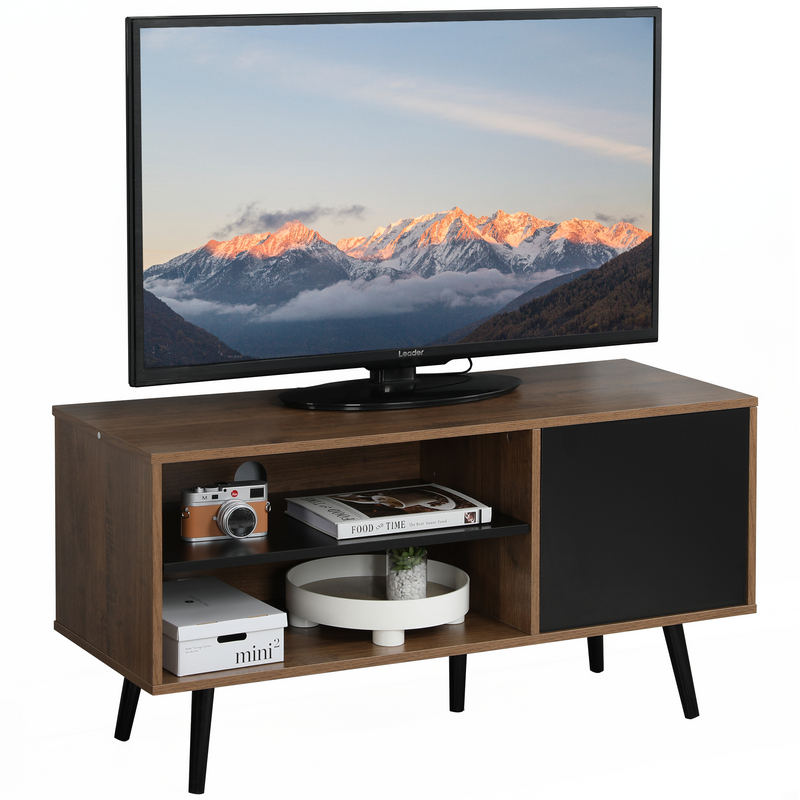 AVAWING Mid-Century Modern TV Stand for 43 Inch TV, TV Media Console with Storage£¦Open Shelf, Entertainment Center for Living Room/Bedroom, Rustic Brown