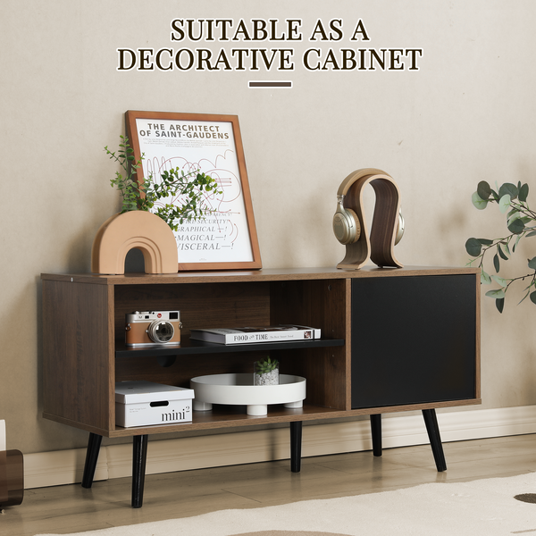 AVAWING Mid-Century Modern TV Stand for 43 Inch TV, TV Media Console with Storage£¦Open Shelf, Entertainment Center for Living Room/Bedroom, Rustic Brown