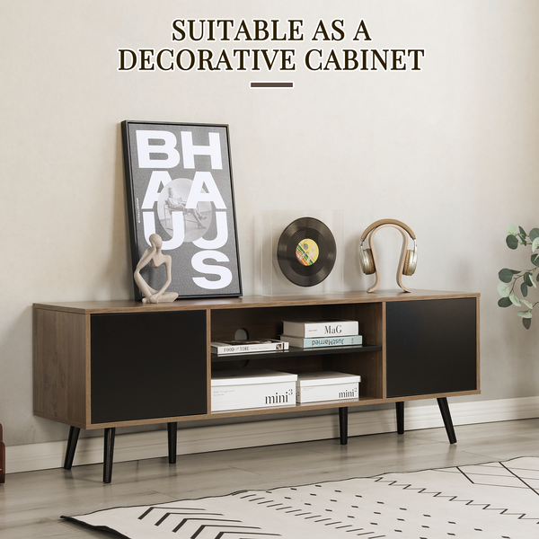 AVAWING Mid-Century Modern TV Stand for 60 Inch TV, Entertainment Center TV Cabinet with Storage£¦Open Shelf for Living Room/Bedroom, Rustic Brown