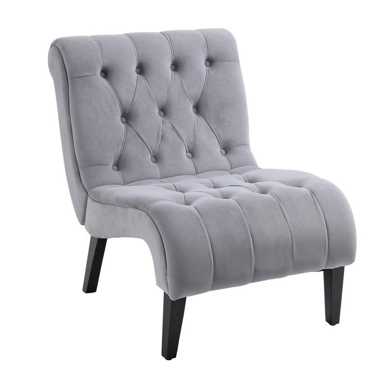 Copy of Copy of AVAWING Armless Accent Chair, Fabric Living Room Chairs with Wood Legs, Upholstered Lounge Chair for Bedroom, Gray