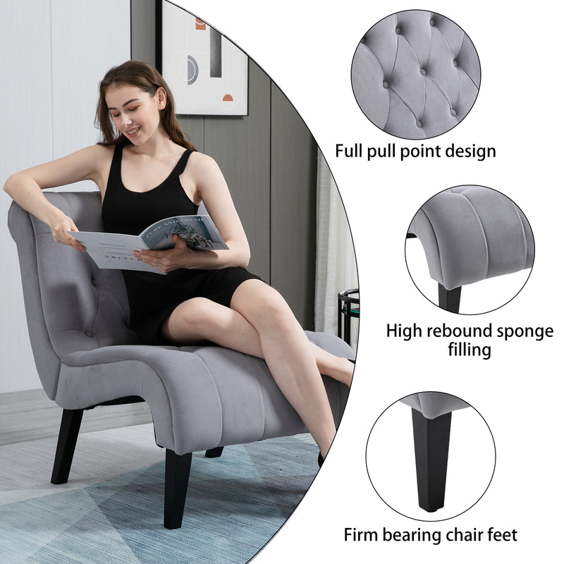 Copy of Copy of AVAWING Armless Accent Chair, Fabric Living Room Chairs with Wood Legs, Upholstered Lounge Chair for Bedroom, Gray