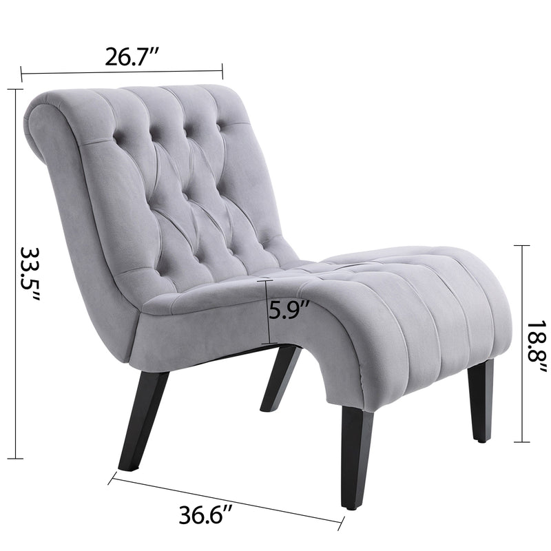 Copy of Copy of AVAWING Armless Accent Chair, Fabric Living Room Chairs with Wood Legs, Upholstered Lounge Chair for Bedroom, Gray