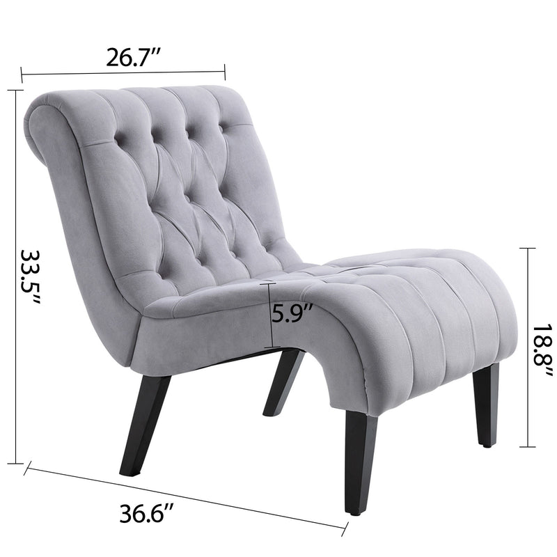 Copy of Copy of AVAWING Armless Accent Chair, Fabric Living Room Chairs with Wood Legs, Upholstered Lounge Chair for Bedroom, Gray