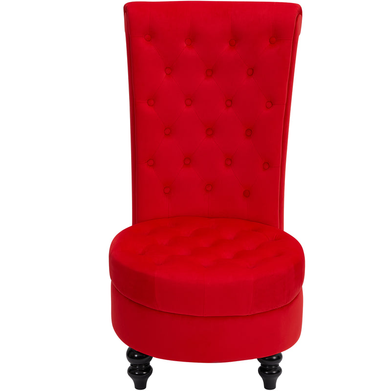 AVAWING Throne Royal Chair Set of 1 for Living Room, Button-Tufted Accent Armless High Back Chair with 24.6 Inch Larger Seat, Thick Padding and Rubberwood Legs, Enthusiastic Red