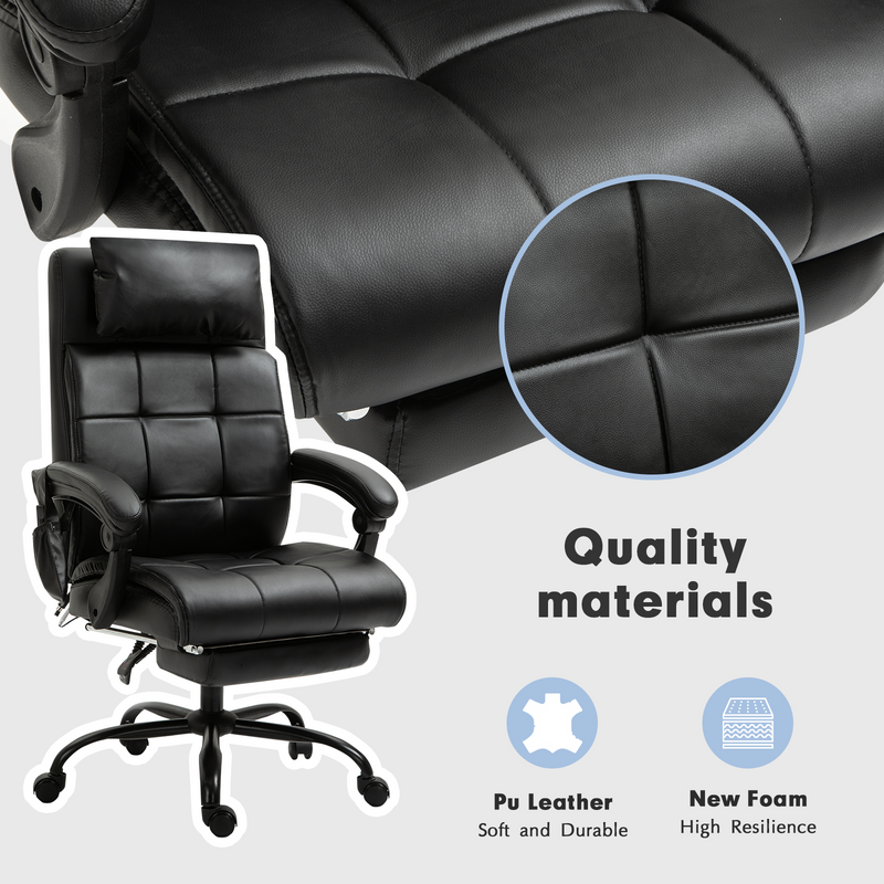 AVAWING Office Chairs, Executive Office Chair with Heated, PU Leather Adjustable Modern Ergonomic Office Chair, Adjustable Height Massage Chair with 6-Point Vibration, Swivel 360¡ã Desk Chair, Black