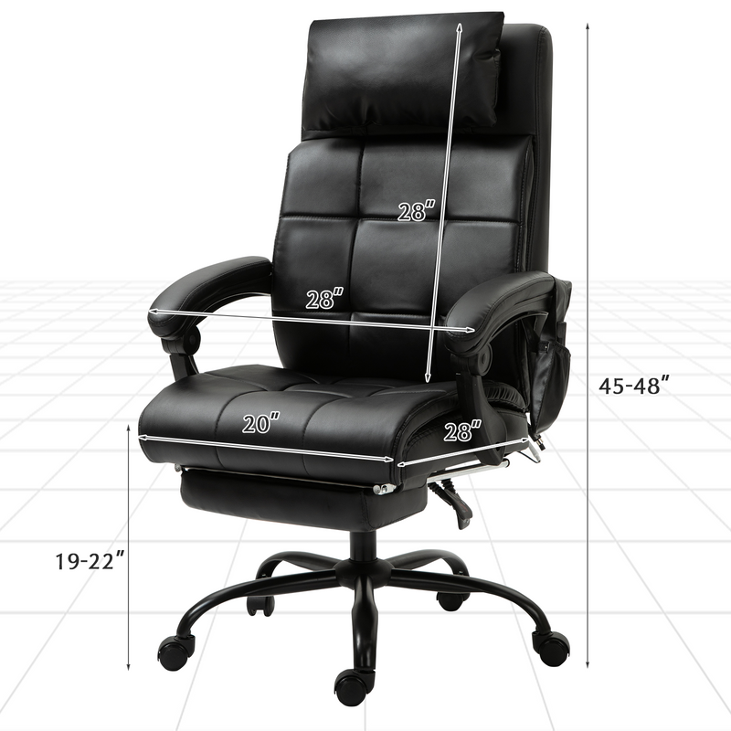 AVAWING Office Chairs, Executive Office Chair with Heated, PU Leather Adjustable Modern Ergonomic Office Chair, Adjustable Height Massage Chair with 6-Point Vibration, Swivel 360¡ã Desk Chair, Black