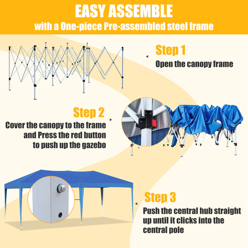 AVAWING 10 x 20 Pop Up Canopy with Sturdy Frame, Folding Patio Canopies Height Adjustable, Anti-UV & Waterproof Outdoor Canopy Party Tent with Portable Carry Bag for Parties, Commercial