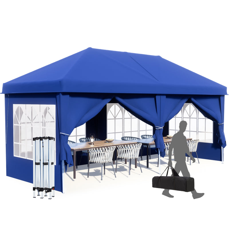 AVAWING 10 x 20 Canopy Tent with Sidewalls, Folding Pop Up Canopies Height Adjustable, Anti-UV & Waterproof Outdoor Canopy Party Tent with Portable Carry Bag for Parties, Patio, Commercial
