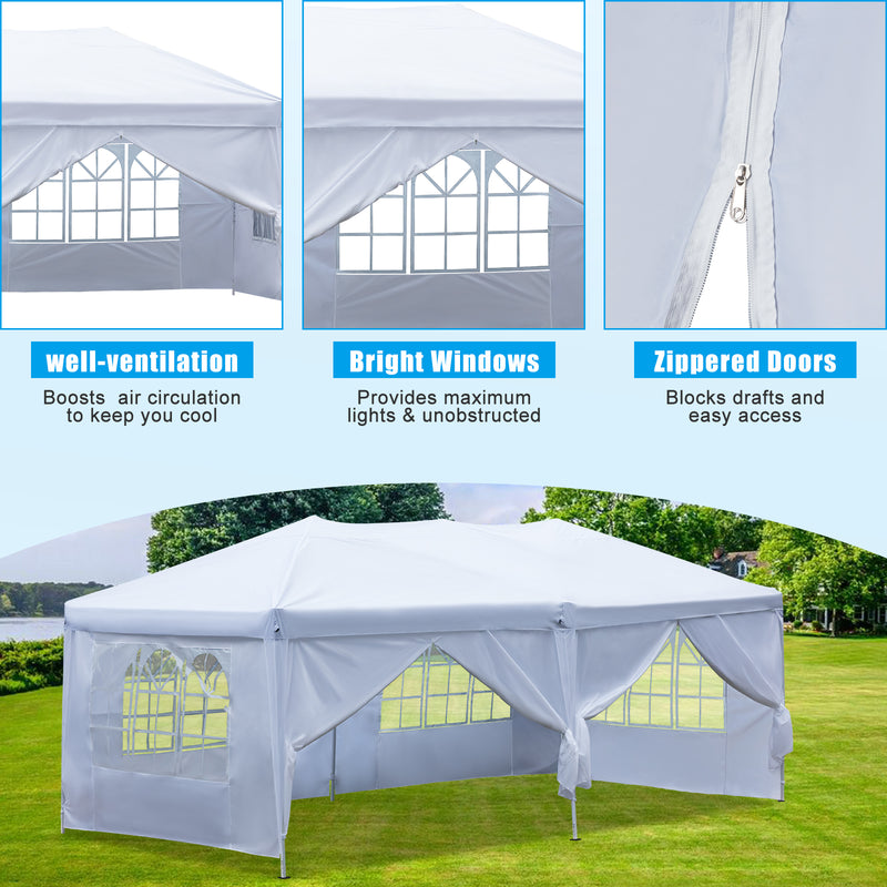 AVAWING 10 x 20 Canopy Party Tent with Sidewalls, Folding Pop Up Canopies Height Adjustable, Anti-UV & Waterproof Outdoor Canopy Tent with Portable Carry Bag for Parties, Patio, Commercial