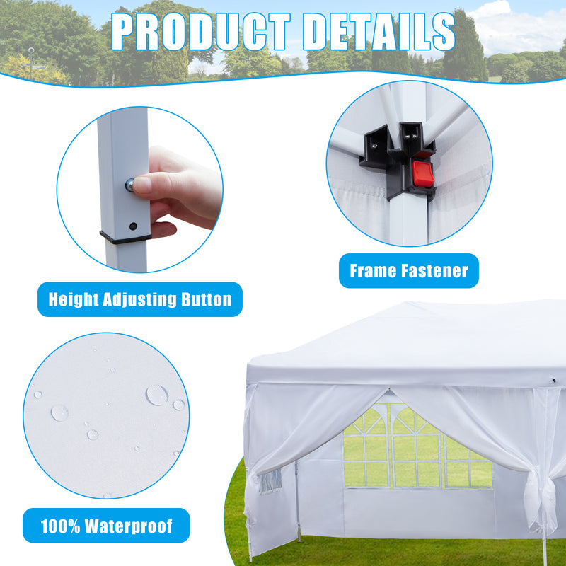 AVAWING 10 x 20 Canopy Party Tent with Sidewalls, Folding Pop Up Canopies Height Adjustable, Anti-UV & Waterproof Outdoor Canopy Tent with Portable Carry Bag for Parties, Patio, Commercial