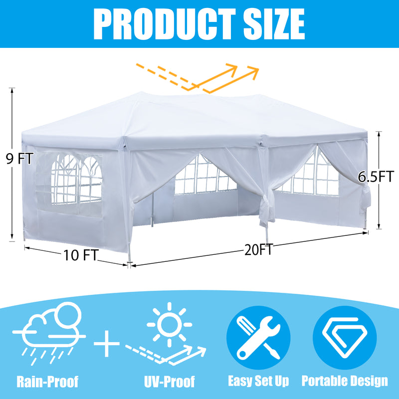 AVAWING 10 x 20 Canopy Party Tent with Sidewalls, Folding Pop Up Canopies Height Adjustable, Anti-UV & Waterproof Outdoor Canopy Tent with Portable Carry Bag for Parties, Patio, Commercial