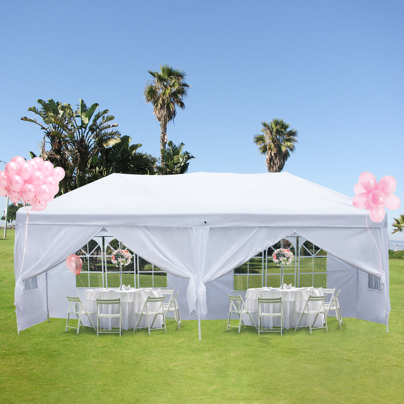 AVAWING 10 x 20 Canopy Party Tent with Sidewalls, Folding Pop Up Canopies Height Adjustable, Anti-UV & Waterproof Outdoor Canopy Tent with Portable Carry Bag for Parties, Patio, Commercial