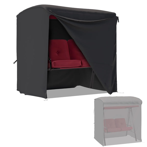 YODOLLA Outdoor Swing Cover 2 Seater Waterproof Swing Cover Outdoor Furniture Covers Patio Porch Swing Covers, Black