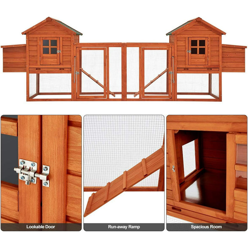 YODOLLA 123" Large Wooden Chicken Coop Clearance with Nesting Boxes for 6-8 Chickens