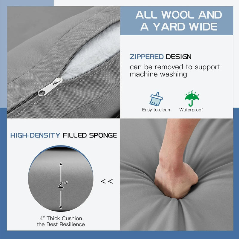 AECOJOY Patio Furniture Set with Cover, 7 Pieces Wicker Outdoor Sectional Sofa with High Table and Chairs, All Weather PE Rattan Conversation Dining Set with Ottoman, Grey Cushions