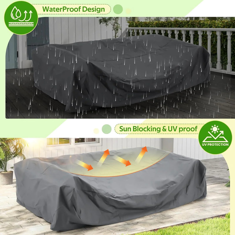 AECOJOY 7 Pieces Metal Outdoor Sectional Sofa with Waterproof Cover,Patio Furniture Sets on Sales Patio Conversation Set with Coffee Table Clearance,Beige