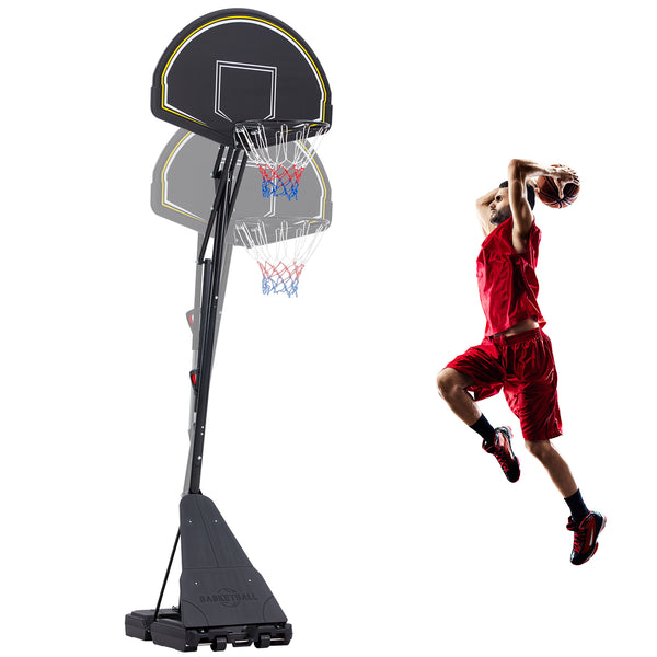 Danrelax Outdoor Basketball Hoop - Adjustable, Portable, 7.5-10ft, 44in PVC Backboard, Durable Base - Ideal for Teens/Adults, Yellow