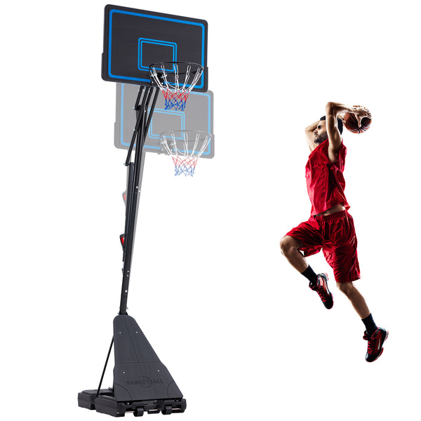 Danrelax Basketball Hoop Outdoor, 7.5-10FT Height, Adjustable Portable with 2 Wheels, 44in PVC Backboard, PE Frame with Protective Backboard Pad, Durable Base, Ideal for Teens and Adults