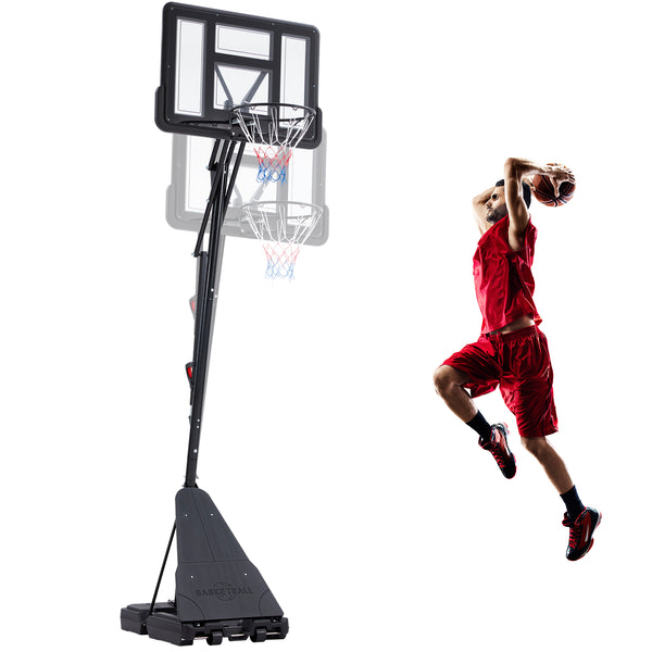 Danrelax Outdoor Basketball Hoop - Adjustable, Portable, 7.5-10ft, 44in PVC Backboard, Durable Base - Ideal for Teens/Adults, Black