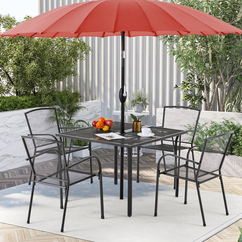 YODOLLA 5-Piece Outdoor Patio Dining Set with 4 Stackable Patio Dining Chairs and Square Patio Metal Table for Yard Garden Backyard Poolside, Dark Gray