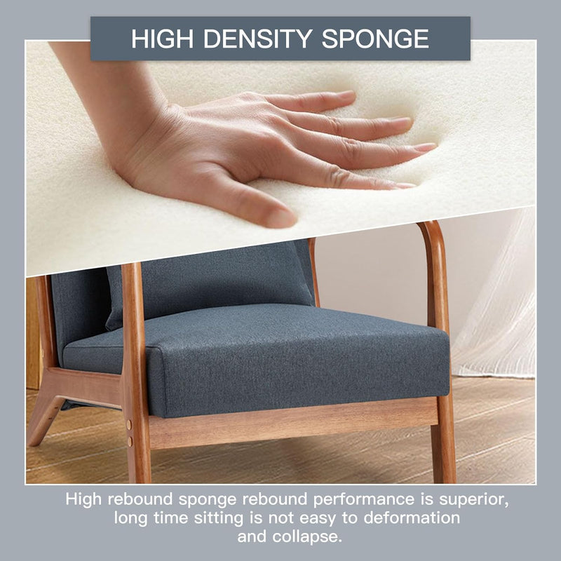 Aecojoy Accent Chair for Living Room Mid Century Modern Fabric Arm Chair Set of 2 in Blue for Bedroom