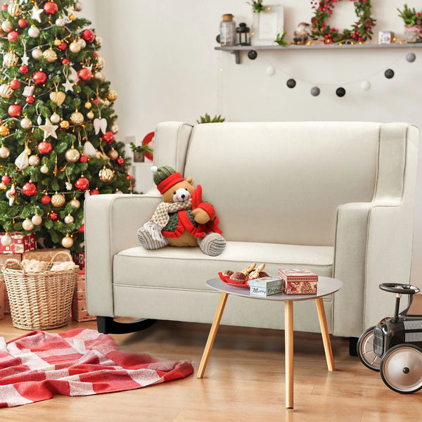 AECOJOY Nursey Rocking Chair Double Rocker Chair,Cream Beige
