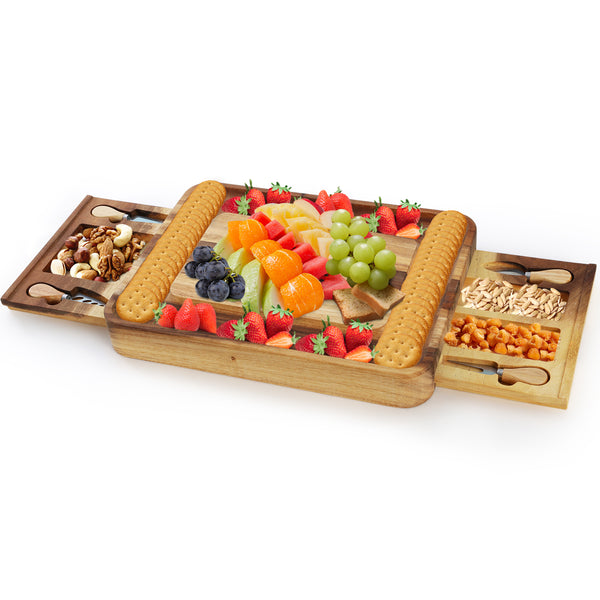 Danrelax Walnut Wood Organic Cheese Board Set, Large Charcuterie Boards, House Warming Gifts, Brown