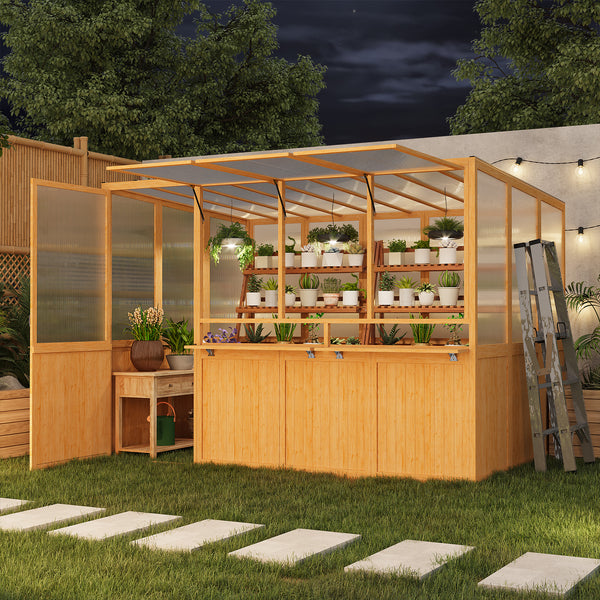 6x10 FT Wood Greenhouse For Outdoor