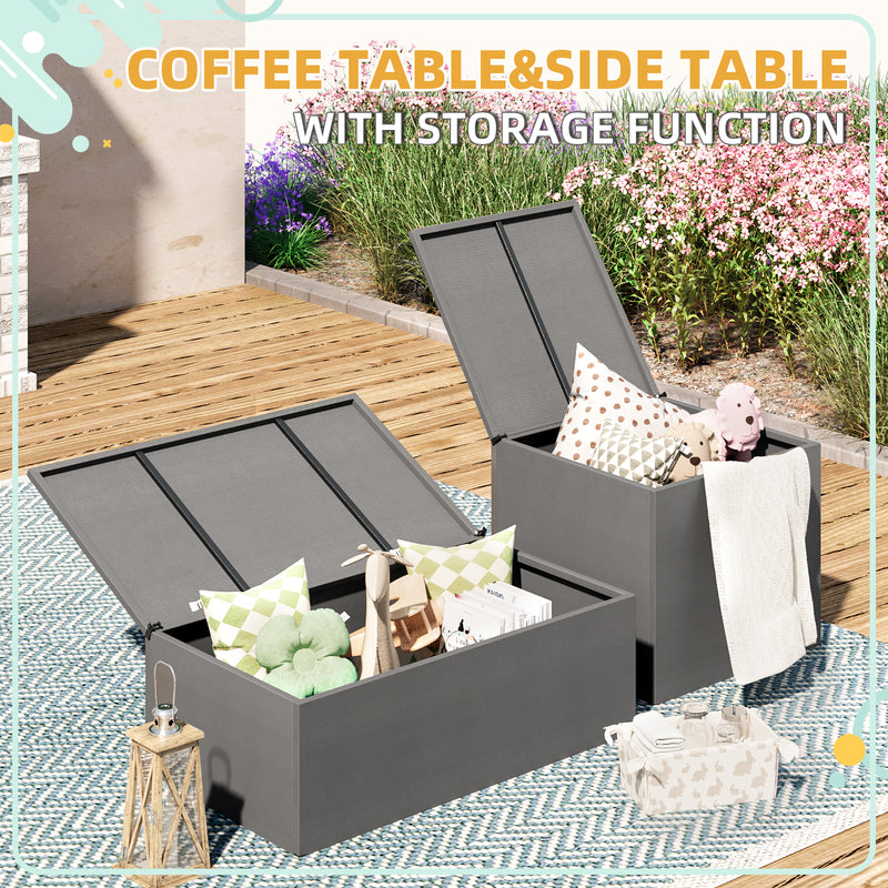 AECOJOY Metal Patio Furniture Set with Cover Outdoor Furniture sets With Storage Boxes on Sale with Blue Cushion for Balcony Porch, Lawn and More