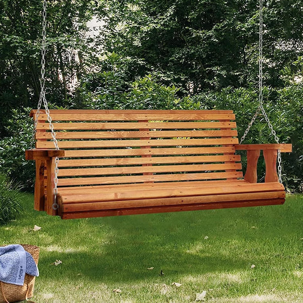 AECOJOY Outdoor Pergola with Porch Swing 12’x10’Outdoor Wood Deck Garden Patio Gazebo