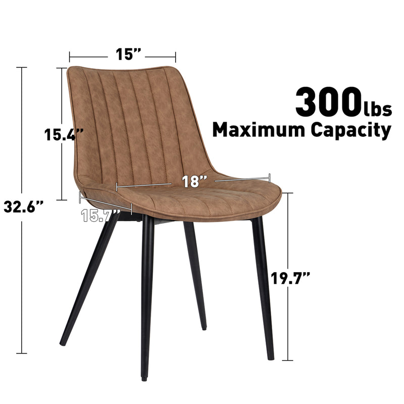 AVAWING Dining Chairs Set of 2, Mid Century Modern Dining Chairs with Metal Legs, Canglong Leather Upholstered Chair, Leisure Chair Dinning Chair, Brown