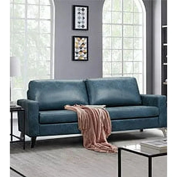AECOJOY 79" Faux Leather Sofa 3 Seater Couch Loveseat Living Room Furniture in Blue