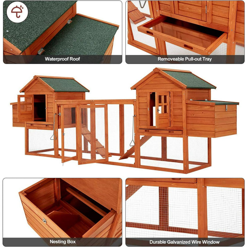 YODOLLA 123" Large Wooden Chicken Coop Clearance with Nesting Boxes for 6-8 Chickens