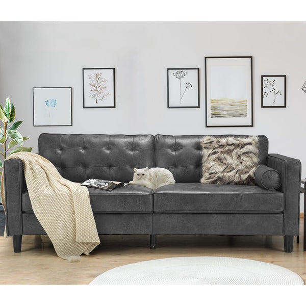 AECOJOY Leather Couch Sofa Mid-Century Sectional Sofa grey