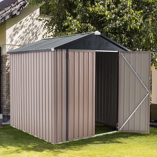 6 x 6 ft. Outdoor Metal Storage Shed Sliding Roof