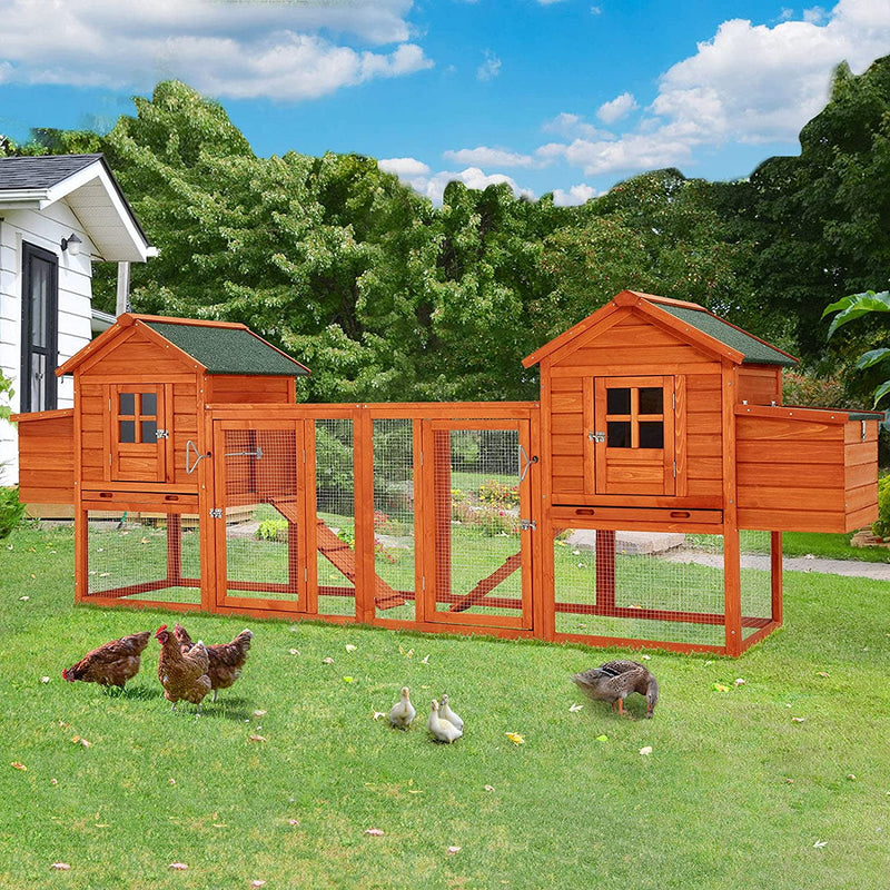 144” Large Wooden Chicken Coop Outdoor Hens House