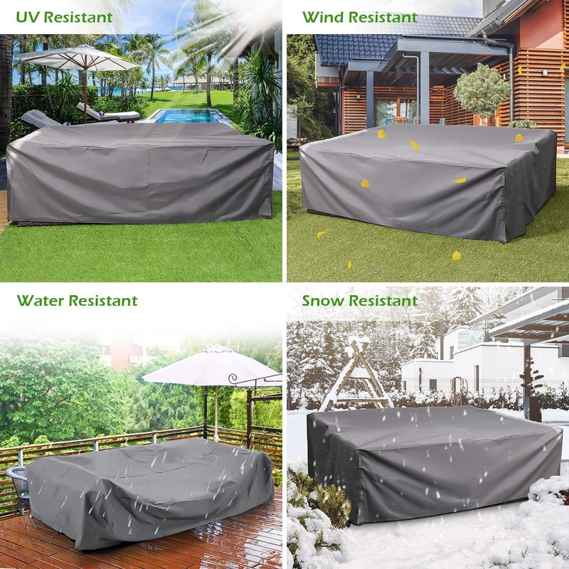 AECOJOY 7 Pieces Metal Outdoor Sectional Sofa with Waterproof Cover,Patio Furniture Sets on Sales Patio Conversation Set with Coffee Table Clearance,Gray