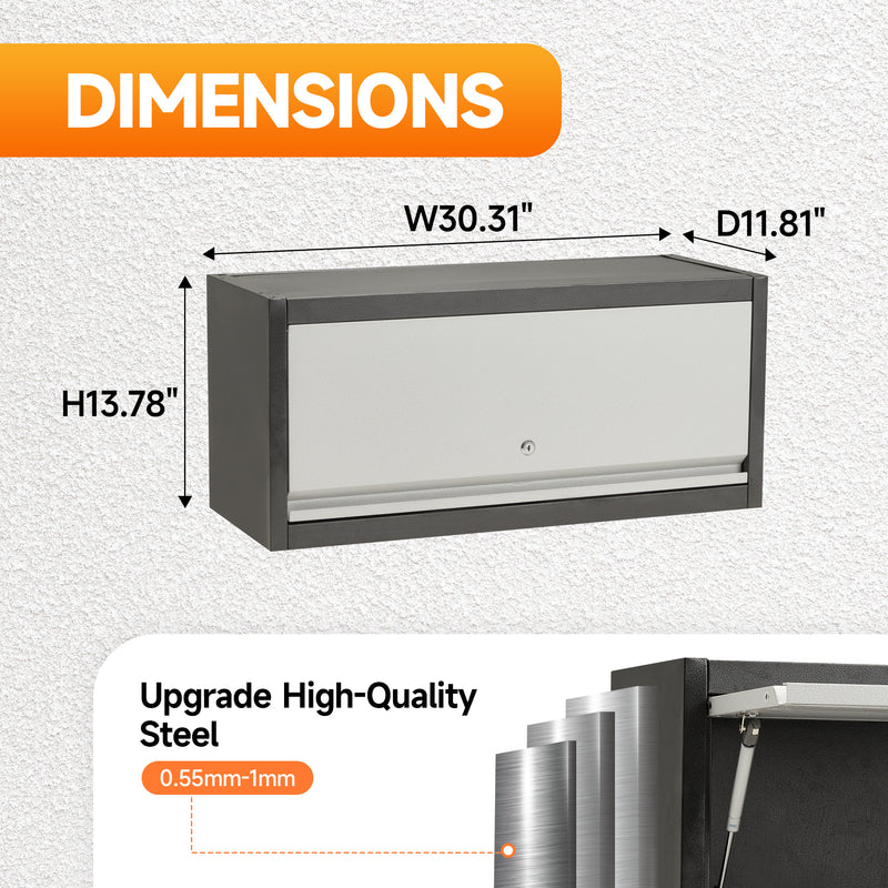 AECOJOY Metal Garage Storage Cabinet Wall-Mounted Locking Cabinet Hanging Garage Cabinets with Up-Flip Door Medicine Cabinet