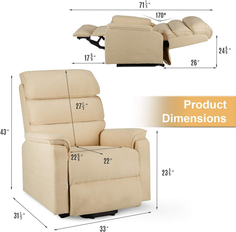 AECOJOY Dual Motor Power Lift Recliner Chair for Elderly with Massage and Heat, Electric Lounge Chair Lift Assist Single Sofa in Beige