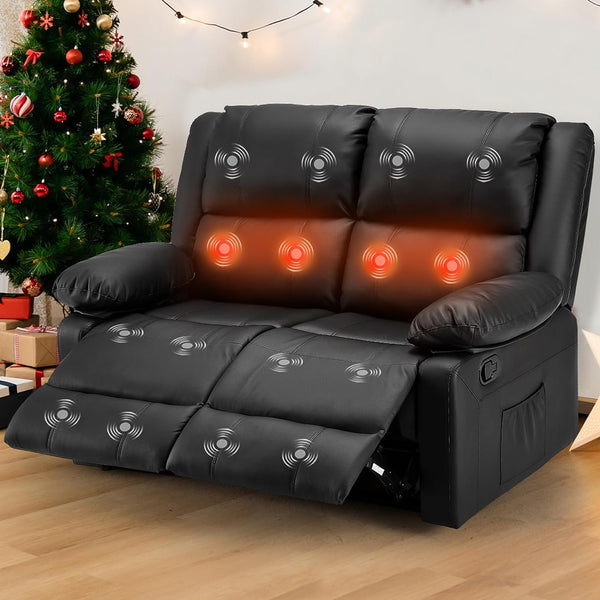 AECOJOY Reclining Loveseat with Heat&Massage Function black