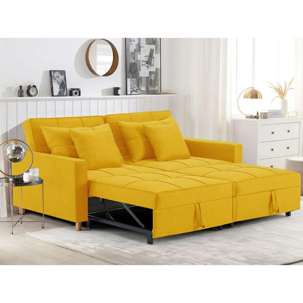 YODOLLA 71" Convertible Sofa Bed Sleeper & 3-in-1 Yellow