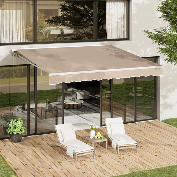 AECOJOY 16' x 10' Manual Retractable Patio Awning,Outdoor Awning Retractable Sunshade Shelter-Beige