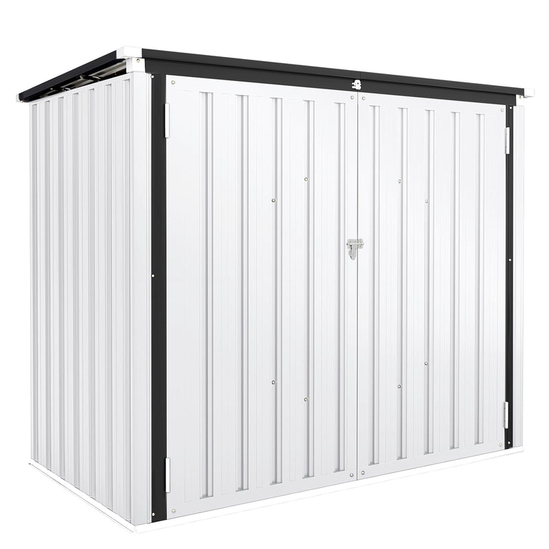YODOLLA 46 Cu ft. Outdoor Horizontal Storage Shed in White with Multi-Opening Door Weather Resistant Metal Tool Shed