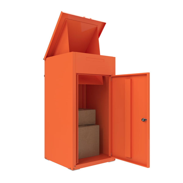 AECOJOY Package Delivery Boxes for Outside Parcel Drop Box Outdoor Storage Box Wall Mounted Express Mail Package Delivery Box 17" x 16" x 38.3" Orange
