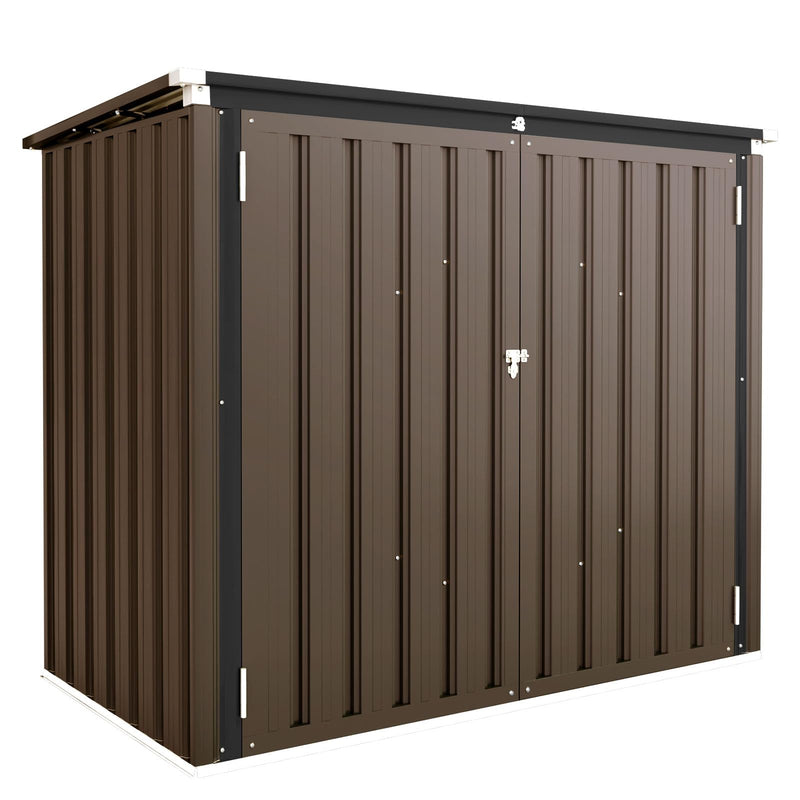 YODOLLA 46 Cu ft. Outdoor Horizontal Storage Shed in Brown with Multi-Opening Door Weather Resistant Metal Tool Shed