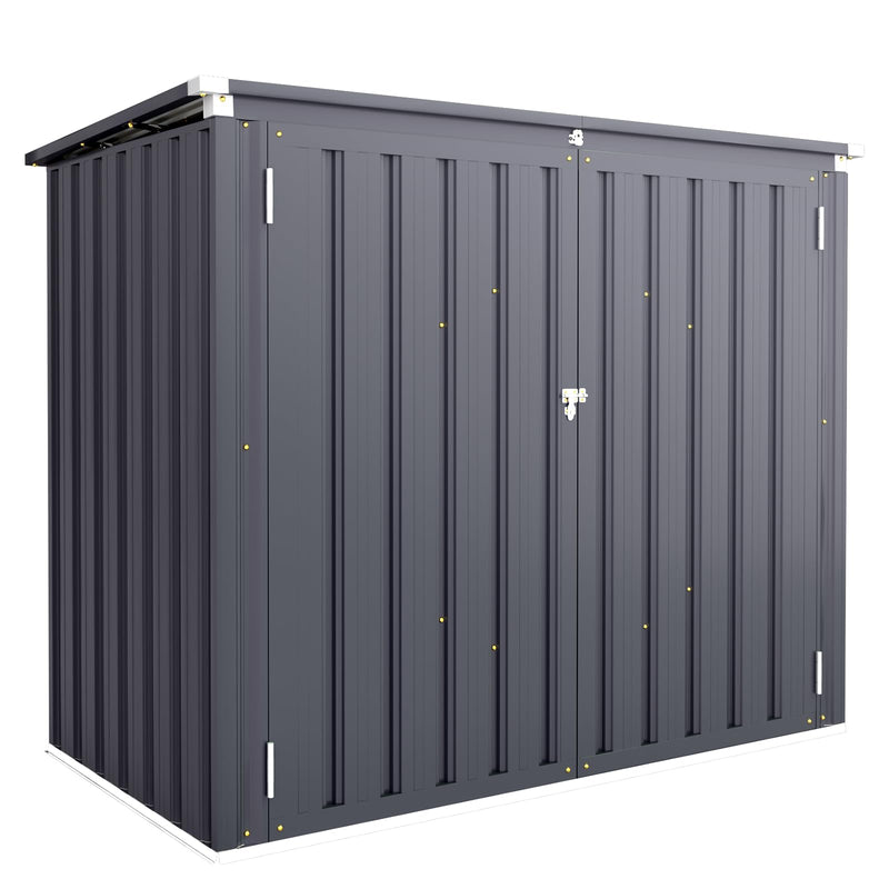 YODOLLA 46 Cu ft. Outdoor Horizontal Storage Shed with Multi-Opening Door Weather Resistant Metal Tool Shed in Gray