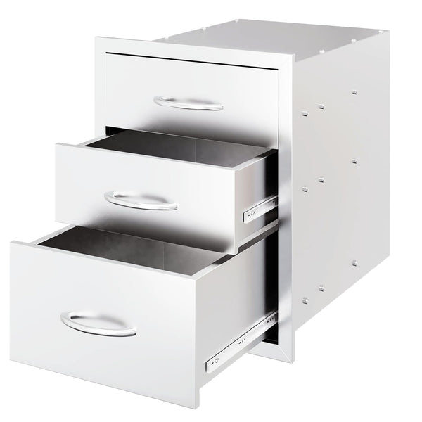 YODOLLA Outdoor Kitchen Drawers Stainless Steel 18.1"Wx23.2"Hx23.2"D, 3-Layers Drawers with Stainless Steel Handles for Outdoor Kitchen or BBQ Island
