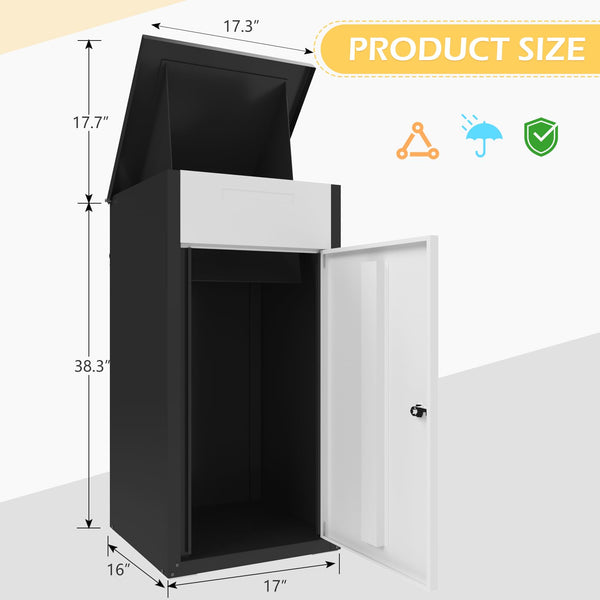 AECOJOY Package Delivery Boxes for Outside Parcel Drop Box Outdoor Storage Box Wall Mounted Express Mail Package Delivery Box 17" x 16" x 38.3" White